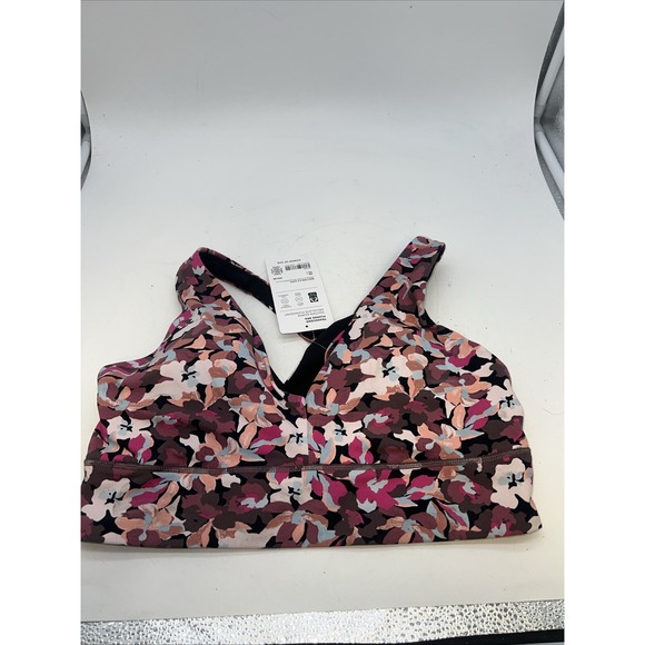 Athleta Other - Athleta Plunge‎ Sports Bra Women's Large Flowers Padded Cup Pullover
